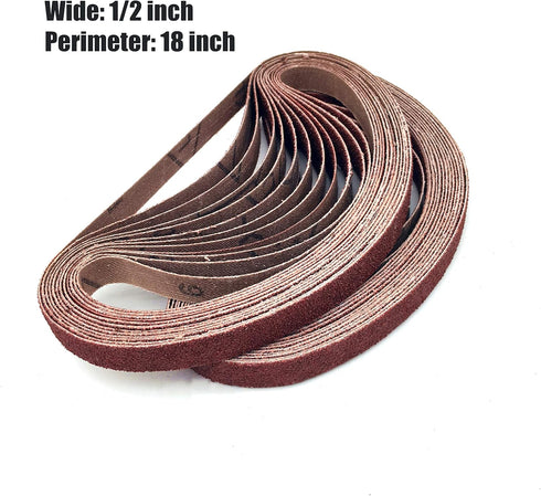 1/2 x 18 Sanding Belt Assortment, 48 Pack, 8 Each of 60 80 120 150 240 400 Grit