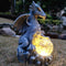 RCTTICUU Solar Dragon Garden Statues Outdoor Decor, Resin Dragon Figurine with Solar Crackle