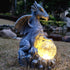RCTTICUU Solar Dragon Garden Statues Outdoor Decor, Resin Dragon Figurine with Solar Crackle
