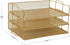 Martha Stewart Ryder 3 Tier Desk Letter Tray Organizer, Stackable Steel Mesh Inbox Tray for Files and Papers (Gold)