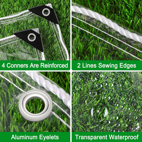 Niuyhe 6X8ft, Grommets 14Mil Clear Vinyl Tarp Clear Tarps Heavy Duty Waterproof Tarp Cover with and Reinforced Edge