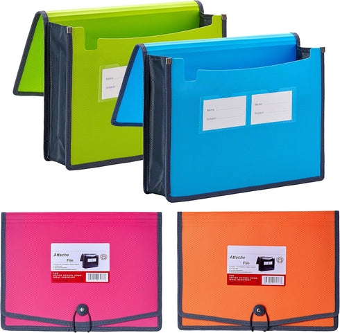 FANWU 4 Pack Plastic Expanding File Wallet Document Organizer, Letter Size, Poly A4 Expandable Folder
