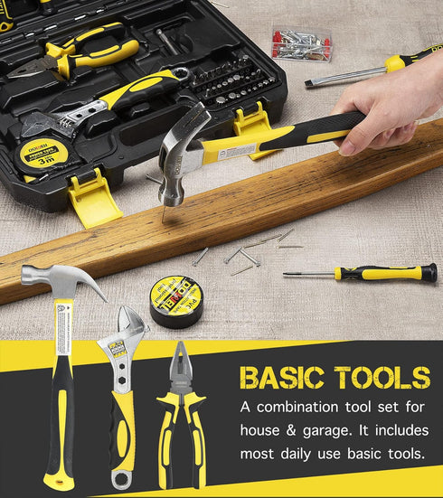 Set, Set Toolbox HYT128 (128 DOWELL Tool Auto Repair Household Tool Kit with Socket, Wrench, Screwdriver, Bits