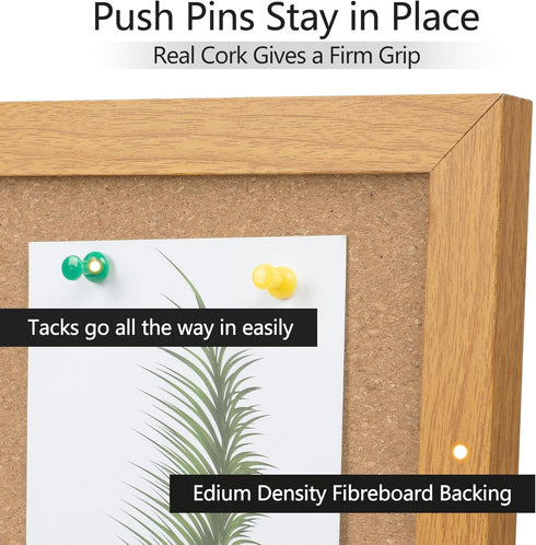Board2by Cork Board Bulletin Board 24 x 36 - Wood Framed Corkboards for Wall Decor with 15 Push Pins