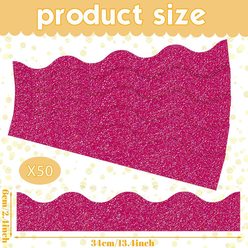 Crtiin 55.8 Feet Bulletin Board Border, Shiny Scalloped Decorative Eid Bulletin Board Trim for Classroom Decoration