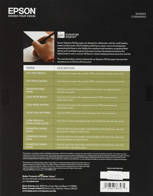 Epson Exhibition Fiber Paper, 8.5 inch