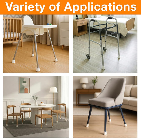 1-1/8" Set 24, Shepherd Hardware Round Non-Marking Rubber Slip-On Chair Leg Tips, Non-slip Protective Furniture Leg