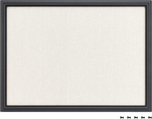 Navaris Framed Linen Bulletin Board - 17 x 23 inches Fabric Jewelry Organizer Pinboard for Wall Memory Memo