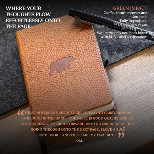 Dingbats* Wildlife A6 Plain Pocket Notebook - PU Leather Hardcover Small Writing Journal with Elastic Closure