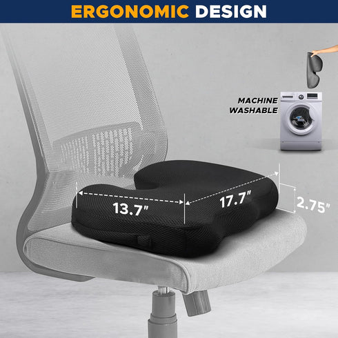 Tailbone EcoNour Gel Seat Cushion Office Chair Cushions for Sciatica & Pain Relief Coccyx Memory Foam Desk Chair