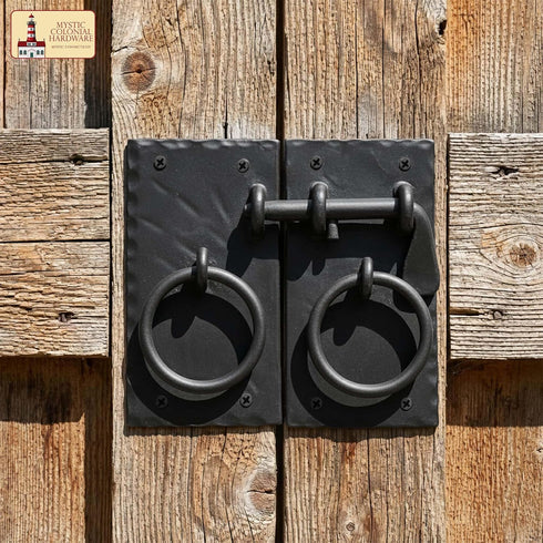 (271) Mystic Colonial Iron Gate Latch Black Flip Latches, Heavy Duty Cast Iron Drop Latch, for Old Farm Barn Shed