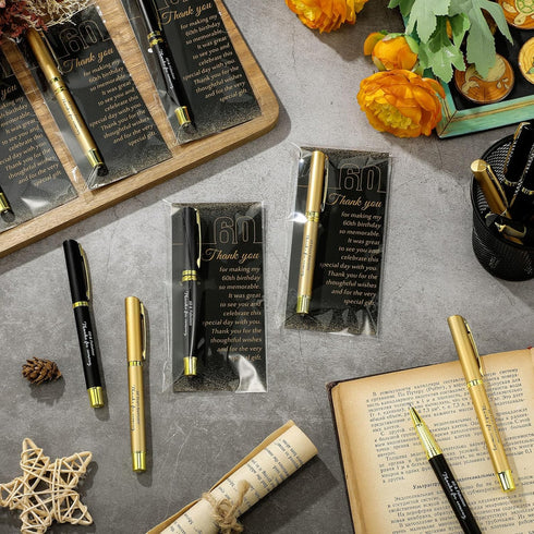 Feifeiya 30 Set 60th Birthday Party Favor for Guest Anniversary Party Favor with Black and Gold Ballpoint Pens