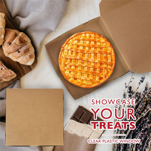 Fit Meal Prep 10 Pack Pastry Boxes 9x9x3 Kraft Bakery Box for Cookies, Baked Goods, Cake, Cupcake