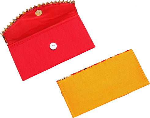 Set of 3 Money Envelopes | Shagun Lifafa Indian Handmade Fabric | 4"x 8" | Red | Wedding Gifts