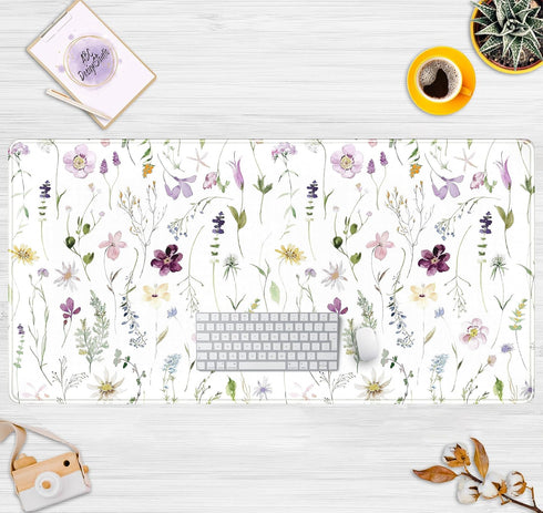 Cute Flower Aesthetic Mouse Pad, Large Extended Gaming Desk Mat 31.5''x15.75'' for Women Office Decor