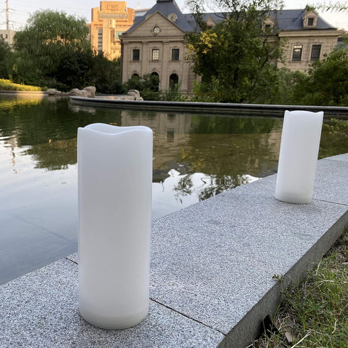 2 Pack Set 3 8 Outdoor Flameless Pillar Candles with Remote and Timer Waterproof Battery Operated Electric LED Candle