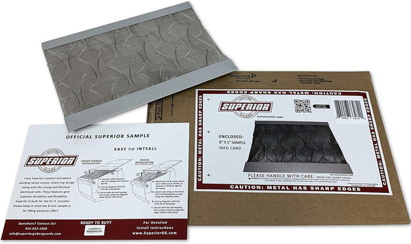 NEW Raised Stainless-Steel Screen Technology Gutter Cover, Fits any Traditional 5-inch Gutter, 8-inch Sample Pack