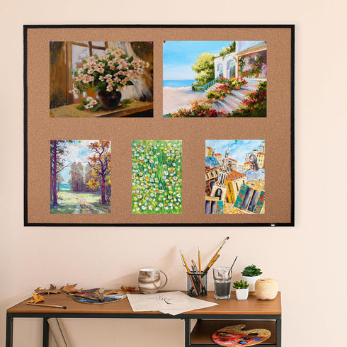 Mr. Pen Cork Board, 24”x36”, Black Framed Cork Bulletin Board for Walls, Push Pin Board, Vision Board.