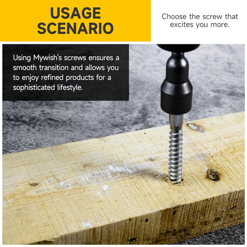 Mywish 3/8" x 4" Hex Head Lag Bolts (8 Sets), Heavy Duty 304 Stainless Steel Screws with Washers, Bright Finish