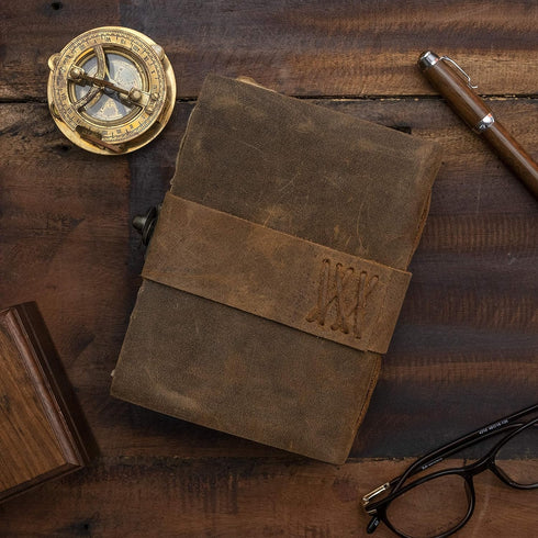 NomadCraftsCo. Vintage Leather Journal - Lock Closure Book of Shadows Journal, 240 Pages Antique Deckle Edge Paper