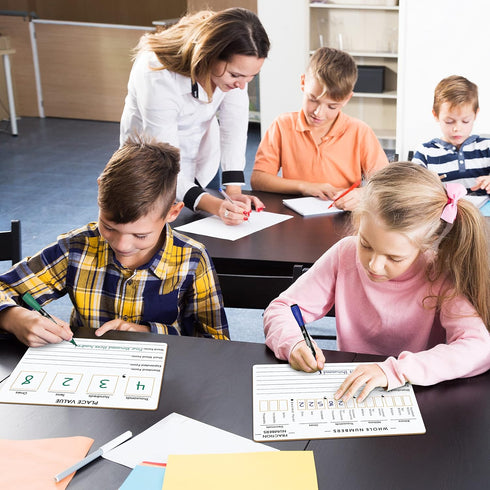 SCRIBBLEDO Place Value Board 9" x 12", Double Sided Dry Erase Boards for Teaching Place Values in Math