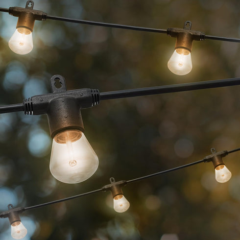 24ft, 12 Bulbs, 2200K Commercial 38356 Enbrighten LED Bistro Outdoor String Lights, Shatter Resistant Lifetime Warm