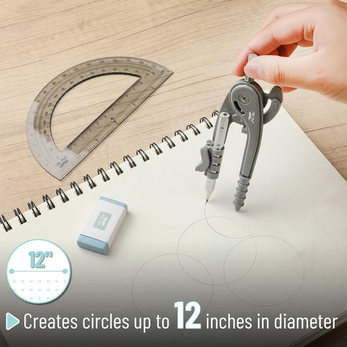 Set, 6 Inch 6 Inch Mr. Pen- Geometry Compass and Protractor Compass, Protractor, Drawing Tool for School, Clear