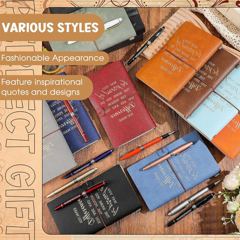 Panitay 20 Pcs Employee Appreciation Gifts, Leather Journal with Pens, 10 Travel Journals with Pockets for Office