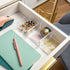 Martha Stewart Brody Desktop Storage Organizer, Stack and Slide Plastic Tray, Clear Organizer for Office, Kitchen,