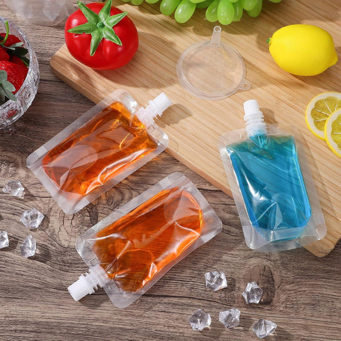 Packaging 102pcs (100 100ml 2 OSALADI Stand-up Spout Pouches for Beverage Bag, X Soy Milk Flasks with Small Funnels)