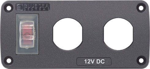 Blue Sea Systems 4364 Water-Resistant Accessory Panel, 15A Circuit Breaker, 2 Blank