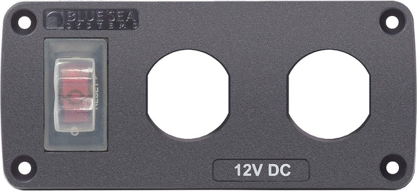 Blue Sea Systems 4364 Water-Resistant Accessory Panel, 15A Circuit Breaker, 2 Blank