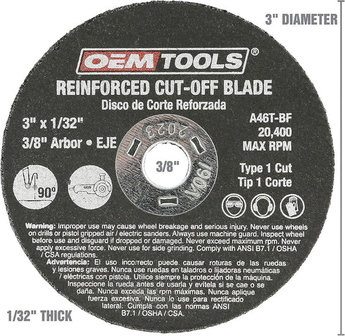 OEMTOOLS 26528 10 Piece Cut Off Wheel Set with Mandrel, Premium Metal Cutting Wheels
