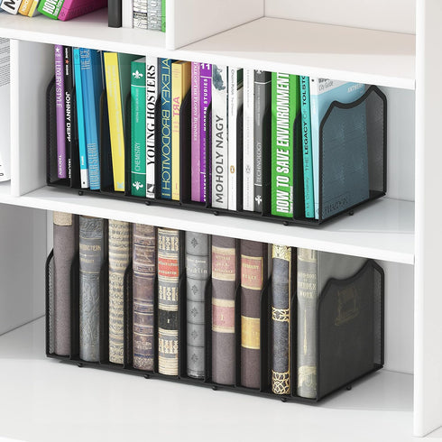 Simple Trending Mesh Desktop File Sorter, 5-Section Bookshelf for Home Office, Black