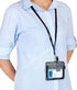 Wisdompro 2-Sided PU Leather ID Badge Holder with Zip, 1 ID Window, 4 Card Slots, 1 Side Zipper Pocket, 20 Inch Lanyard