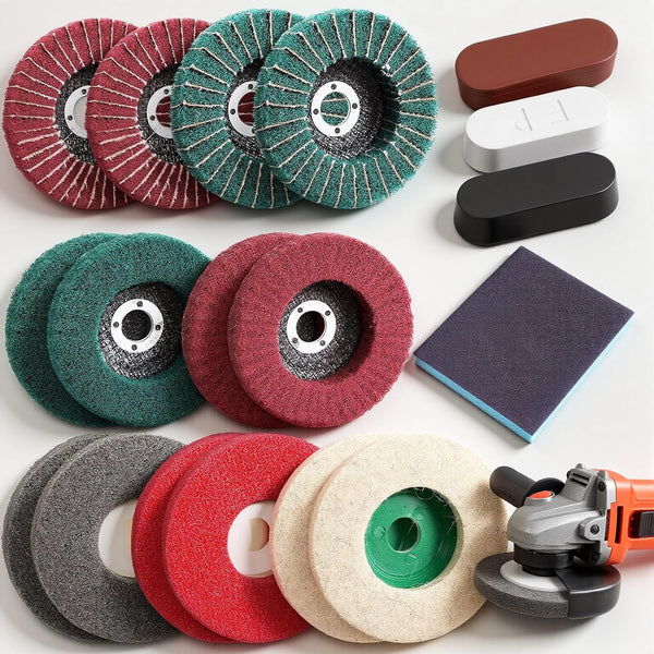 JOUTYFOR 18 Pack 4 Inch Buffering Wheels Polishing Kit with Compound for Angle