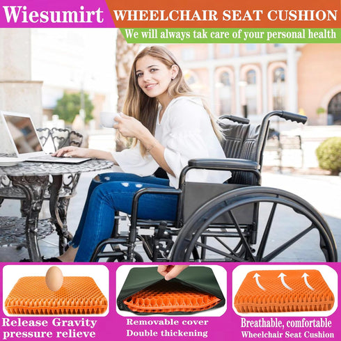 Wiesumirt Tailbone Plus Size Gel Seat Cushion for Long Sitting, Extra Large and Thick, Seat Cushion for Back, Sciatica