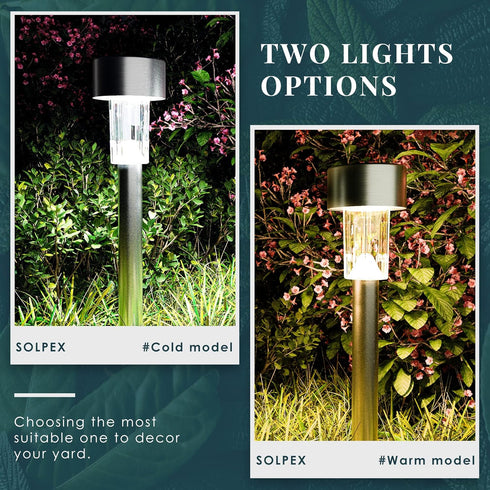 16 Pack SOLPEX Solar Outdoor Lights Pathway, Stainless Steel Solar Lights Outdoor Waterproof,LED Landscape Lighting