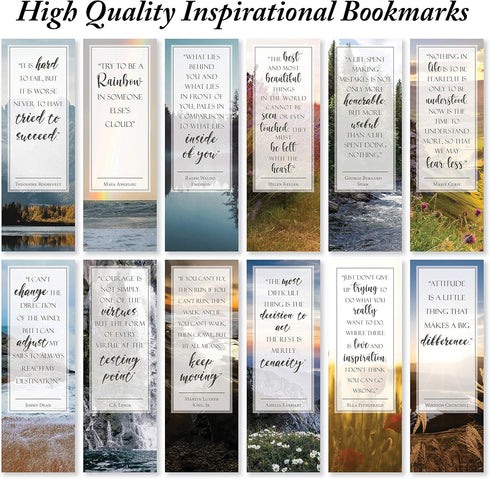 Inspirational Nature Bookmarks with Quotes - Pack of 48 for Book Lovers