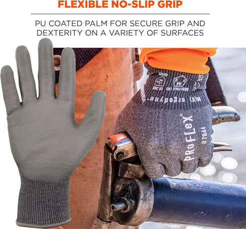 Ergodyne ANSI A4 PU Coated CR Gloves for Unisex Adults, Gray, Extra Large