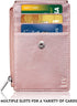 ELV Badge Holder with Zipper, PU Leather ID Card Holder Wallet with RFID Blocking Pocket and Lanyard (ROSE GOLD)