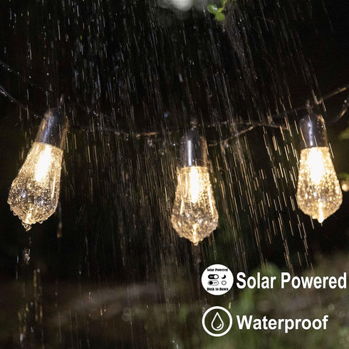 25FT 20 ST58 Bulbs, (25FT) Solar Outdoor String Lights, Patio Lights String Waterproof with Warm White LED Shatterproof