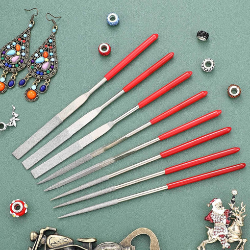 Miniature and Model Files - 9 Piece Diamond File Set (Round, Flat, Triangular)