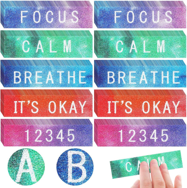 Crtiin 160 Pcs Anxiety Sensory Stickers, Inspirational Quotes, Textured Strips for Mental Health