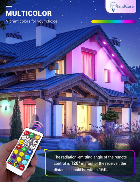 JandCase BR30 Color Changing Light Bulb, RGB+Warm+Cool White LED Flood Lights, 12W(100W Equivalent), 1050lm, Remote Control, Dimmable Multi-color Can Light Bulbs for Ceiling, E26 Base, 2 Pack by JandCase