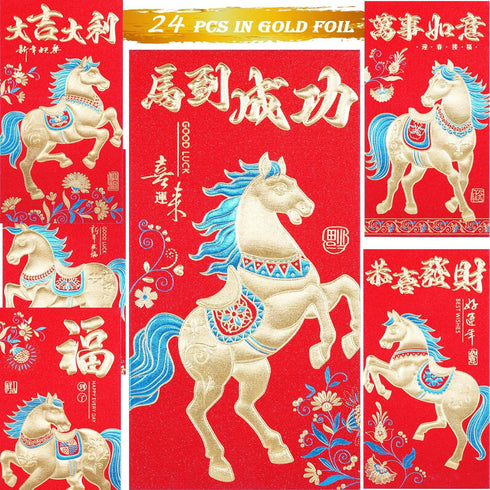 Temogole Chinese New Year Red Envelopes Horse,Hongbao 2026,Heavy Duty Lucky Money Pockets Of
