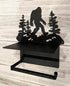 Bigfoot Sasquatch Metal Toilet Paper Holder with Phone Shelf - Wall Moutned Dispenser - Rustic Cabin, Lodge, Mountain