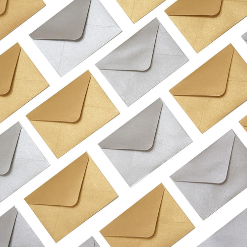 Gift Card Envelopes - 100-Count Mini Paper Envelopes for Small Note Cards, Gold and Silver, 4 x 2.7 Inches