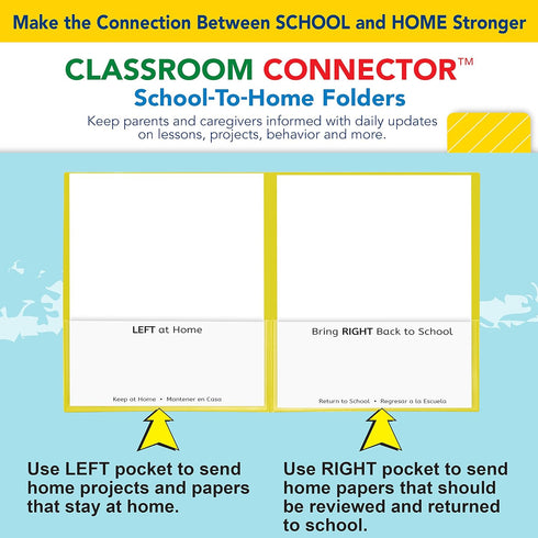 C-Line Classroom Connector School-to-Home Folders, Yellow, 25 per Box (32006)