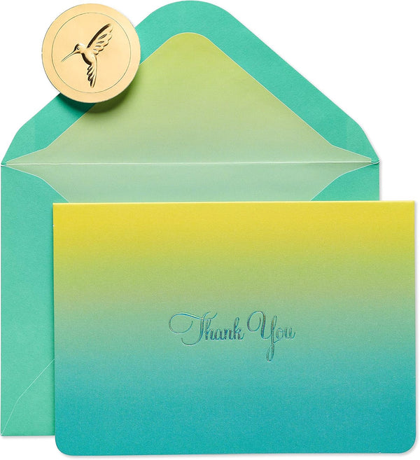 Papyrus Thank You Cards with Envelopes, Teal Ombre (16-Count)
